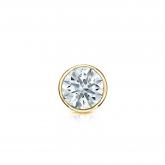Natural Diamond Single Stud Earring Hearts & Arrows 0.31 ct. tw. (F-G, VS1-VS2) 14k Yellow Gold Bezel