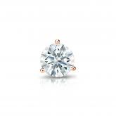 Natural Diamond Single Stud Earring Hearts & Arrows 0.38 ct. tw. (F-G, SI1, Ideal) 14k Rose Gold 3-Prong Martini