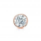 Natural Diamond Single Stud Earring Hearts & Arrows 0.50 ct. tw. (G-H, SI1-SI2) 14k Rose Gold Bezel