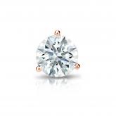 Natural Diamond Single Stud Earring Hearts & Arrows 0.63 ct. tw. (F-G, VS1-VS2) 14k Rose Gold 3-Prong Martini