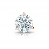 Natural Diamond Single Stud Earring Hearts & Arrows 0.75 ct. tw. (H-I, I1-I2) 14k Rose Gold 3-Prong Martini