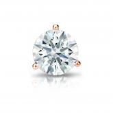 Natural Diamond Single Stud Earring Hearts & Arrows 1.00 ct. tw. (H-I, I1-I2) 14k Rose Gold 3-Prong Martini