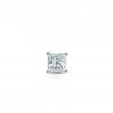 Certified 14k White Gold 4-Prong Basket Princess Baby Diamond Single Stud Earrings 0.10ct. tw. (I-J, I1)