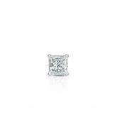 Natural Diamond Single Stud Earring Princess 0.13 ct. tw. (G-H, VS1-VS2) 18k White Gold 4-Prong Martini