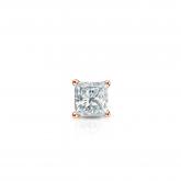Natural Diamond Single Stud Earring Princess 0.17 ct. tw. (G-H, SI1) 14k Rose Gold 4-Prong Basket