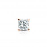 Natural Diamond Single Stud Earring Princess 0.20 ct. tw. (H-I, SI2) 14k Rose Gold 4-Prong Basket