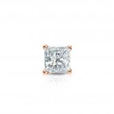 Natural Diamond Single Stud Earring Princess 0.25 ct. tw. (I-J, I1) 14k Rose Gold 4-Prong Basket