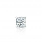 Natural Diamond Single Stud Earring Princess 0.25 ct. tw. (G-H, VS2) 18k White Gold 4-Prong Martini