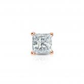 Natural Diamond Single Stud Earring Princess 0.31 ct. tw. (I-J, I1) 14k Rose Gold 4-Prong Basket