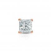 Natural Diamond Single Stud Earring Princess 0.38 ct. tw. (G-H, VS1-VS2) 14k Rose Gold 4-Prong Basket