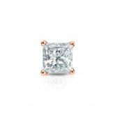 Natural Diamond Single Stud Earring Princess 0.50 ct. tw. (H-I, SI2) 14k Rose Gold 4-Prong Basket