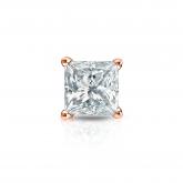 Natural Diamond Single Stud Earring Princess 0.63 ct. tw. (G-H, SI1) 14k Rose Gold 4-Prong Basket