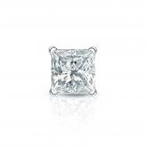 Natural Diamond Single Stud Earring Princess 0.63 ct. tw. (I-J, I1-I2) 18k White Gold 4-Prong Martini