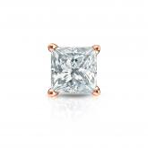 Natural Diamond Single Stud Earring Princess 0.75 ct. tw. (I-J, I1) 14k Rose Gold 4-Prong Basket