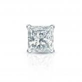 Natural Diamond Single Stud Earring Princess 0.75 ct. tw. (I-J, I1) 18k White Gold 4-Prong Martini