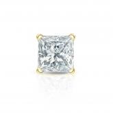 Natural Diamond Single Stud Earring Princess 0.75 ct. tw. (I-J, I1) 14k Yellow Gold 4-Prong Martini