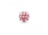 Lab Grown Diamond Single Stud Earring Round Pink 1.00 ct.tw 18k White Gold 4-Prong Basket