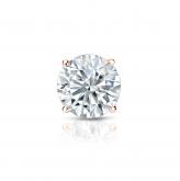 Certified Round Diamond Single Stud Earring in 14k Rose Gold  4-Prong Basket 2.75ct