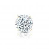 Certified Round Diamond Single Stud Earring in 14k Yellow Gold 4-Prong Basket 2.75ct