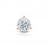 Certified Round Diamond Single Stud Earring in 14k Rose Gold  3-Prong Martini 2.75ct