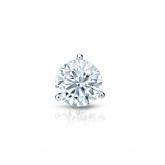 Certified Round Diamond Single Stud Earring in 18k White Gold 3-Prong Martini 3.00ct