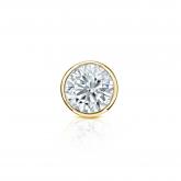Certified Round Diamond Single Stud Earring in 14k Yellow Gold Bezel 2.75ct