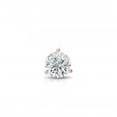 Natural Diamond Single Stud Earring Round 0.17 ct. tw. (H-I, SI1-SI2) 14k Rose Gold 3-Prong Martini
