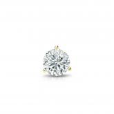 Natural Diamond Single Stud Earring Round 0.20 ct. tw. (G-H, SI1) 14k Yellow Gold 3-Prong Martini