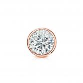 Certified 14k Rose Gold Bezel Round Diamond Single Stud Earring 0.50 ct. tw. (G-H, VS1-VS2)