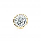 Certified 14k Yellow Gold Bezel Round Diamond Single Stud Earring 0.50 ct. tw. (H-I, SI1-SI2)