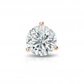 Natural Diamond Single Stud Earring Round 0.63 ct. tw. (I-J, I1-I2) 14k Rose Gold 3-Prong Martini
