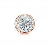 Certified 14k Rose Gold Bezel Round Diamond Single Stud Earring 0.63 ct. tw. (G-H, VS1-VS2)