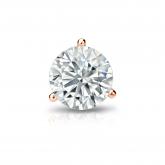 Natural Diamond Single Stud Earring Round 0.87 ct. tw. (I-J, I1) 14k Rose Gold 3-Prong Martini