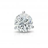 Natural Diamond Single Stud Earring Round 0.87 ct. tw. (H-I, SI1-SI2) 18k White Gold 3-Prong Martini