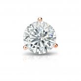 Certified 14k Rose Gold 3-Prong Martini Round Diamond Single Stud Earring 1.50 ct. tw. (H-I, SI1-SI2)