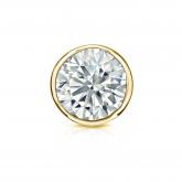 Certified 18k Yellow Gold Bezel Round Diamond Single Stud Earring 1.00 ct. tw. (G-H, VS1-VS2)