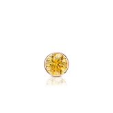 Certified 14k Rose Gold Bezel Round Yellow Diamond Single Stud Earring 0.13 ct. tw. (Yellow, SI1-SI2)