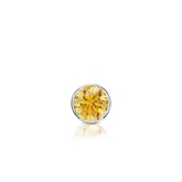 Certified 18k White Gold Bezel Round Yellow Diamond Single Stud Earring 0.13 ct. tw. (Yellow, SI1-SI2)