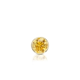 Certified 14k Yellow Gold Bezel Round Yellow Diamond Single Stud Earring 0.13 ct. tw. (Yellow, SI1-SI2)