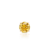 Certified 14k Rose Gold 4-Prong Basket Round Yellow Diamond Single Stud Earring 0.17 ct. tw. (Yellow, SI1-SI2)
