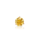 Certified 14k Rose Gold 3-Prong Martini Round Yellow Diamond Single Stud Earring 0.17 ct. tw. (Yellow, SI1-SI2)