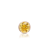 Certified 14k Rose Gold Bezel Round Yellow Diamond Single Stud Earring 0.17 ct. tw. (Yellow, SI1-SI2)