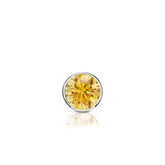 Certified 14k White Gold Bezel Round Yellow Diamond Single Stud Earring 0.17 ct. tw. (Yellow, SI1-SI2)