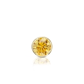 Certified 14k Yellow Gold Bezel Round Yellow Diamond Single Stud Earring 0.17 ct. tw. (Yellow, SI1-SI2)