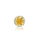 Certified 14k White Gold Bezel Round Yellow Diamond Single Stud Earring 0.25 ct. tw. (Yellow, SI1-SI2)