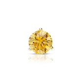 Certified 14k Yellow Gold 3-Prong Martini Round Yellow Diamond Single Stud Earring 0.38 ct. tw. (Yellow, SI1-SI2)