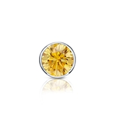 Certified 14k White Gold Bezel Round Yellow Diamond Single Stud Earring 0.38 ct. tw. (Yellow, SI1-SI2)