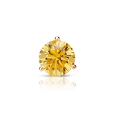 Certified 14k Rose Gold 3-Prong Martini Round Yellow Diamond Single Stud Earring 0.50 ct. tw. (Yellow, SI1-SI2)