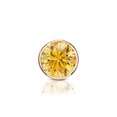 Certified 14k Rose Gold Bezel Round Yellow Diamond Single Stud Earring 0.50 ct. tw. (Yellow, SI1-SI2)