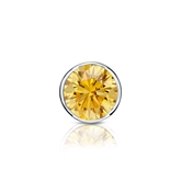 Certified 14k White Gold Bezel Round Yellow Diamond Single Stud Earring 0.50 ct. tw. (Yellow, SI1-SI2)